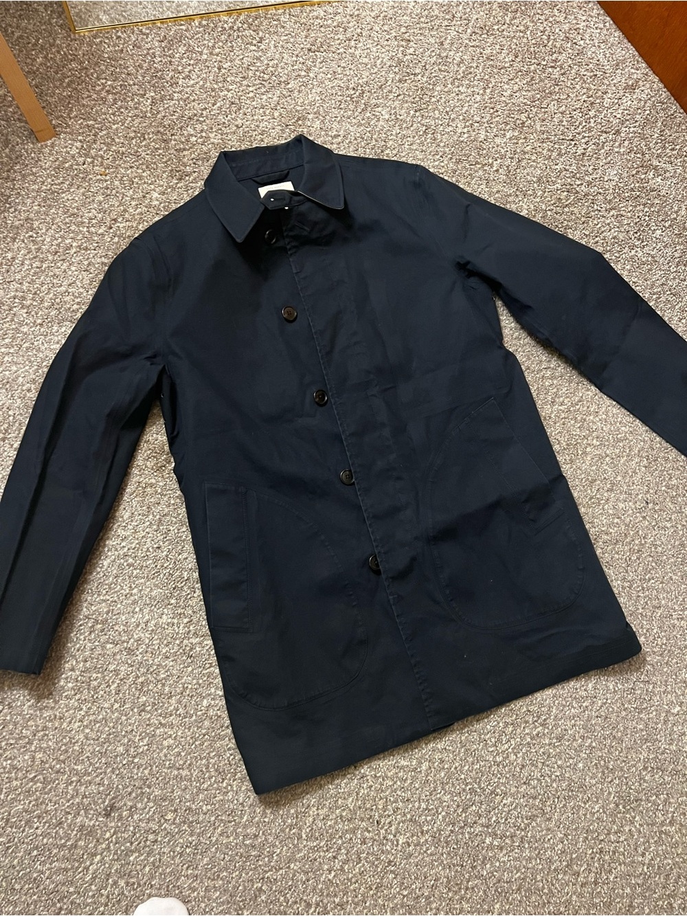Club Monaco Navy Single-Breasted Trench Coat